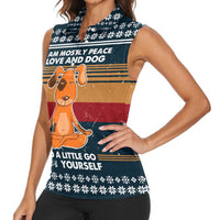 Peace Love And Dog Christmas Women Sleeveless Polo Shirt Xmas Holiday Patterns - Wonder Print Shop