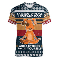 Peace Love And Dog Christmas Women V-Neck T-Shirt Xmas Holiday Patterns - Wonder Print Shop