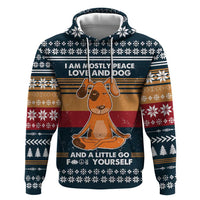 Peace Love And Dog Christmas Zip Hoodie Xmas Holiday Patterns - Wonder Print Shop
