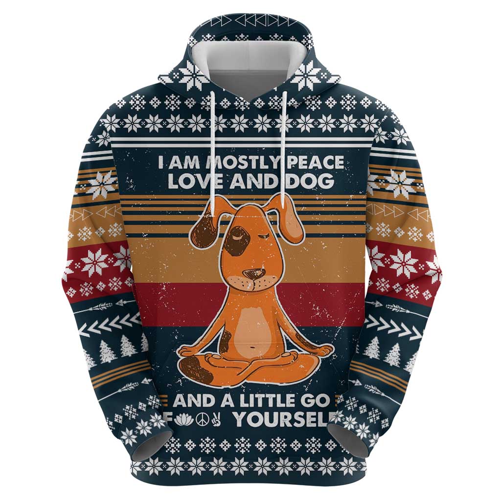 Peace Love And Dog Christmas Zip Hoodie Xmas Holiday Patterns - Wonder Print Shop