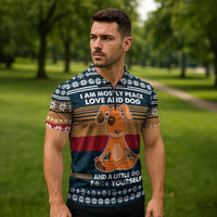 Peace Love And Dog Christmas Zipper Polo Shirt Xmas Holiday Patterns - Wonder Print Shop