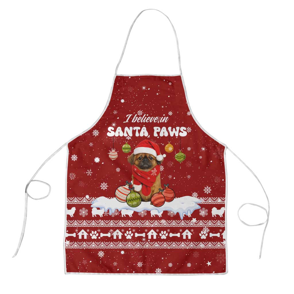 Pekingese Dog I Believe In Santa Paws Christmas Apron Xmas Holiday Patterns - Wonder Print Shop