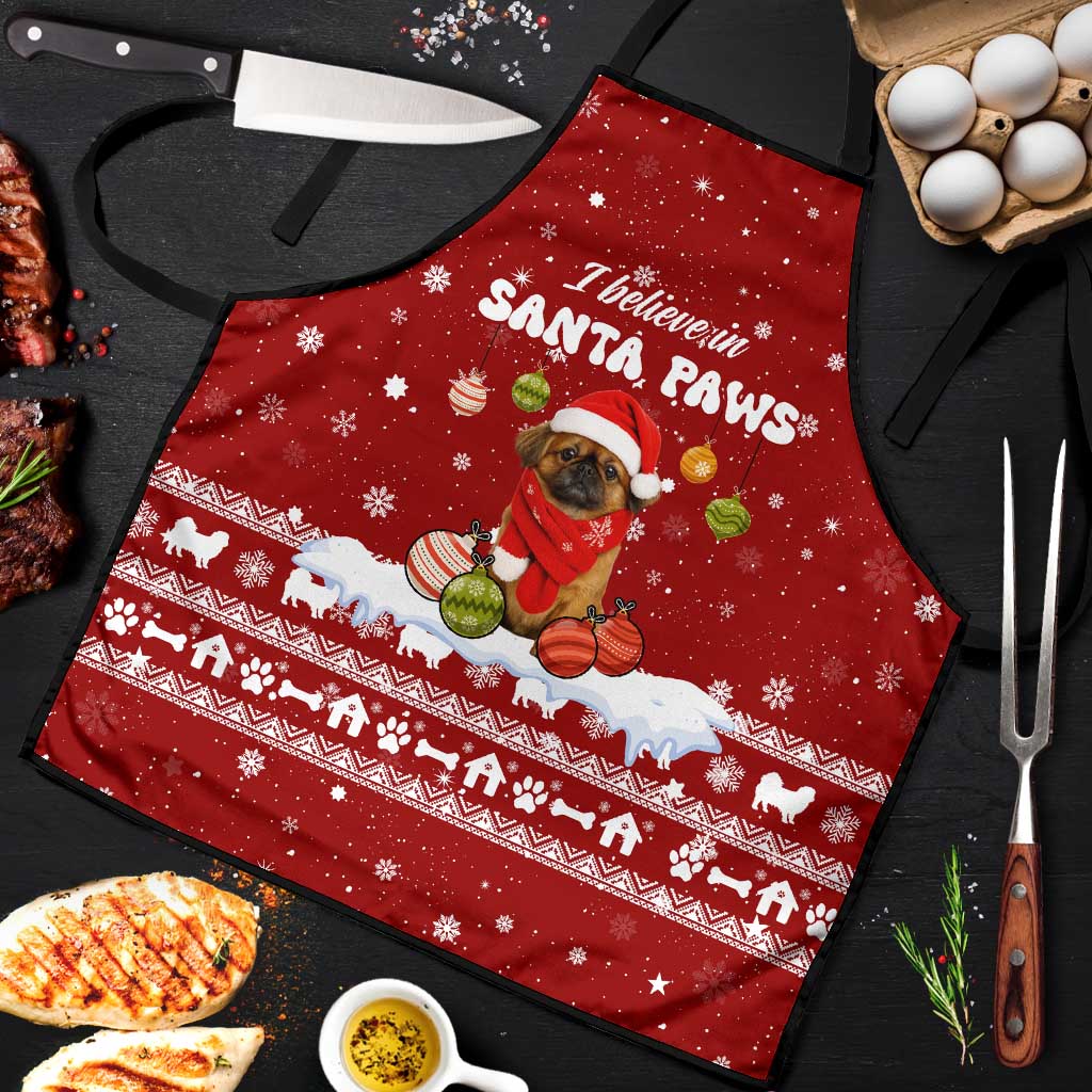 Pekingese Dog I Believe In Santa Paws Christmas Apron Xmas Holiday Patterns - Wonder Print Shop