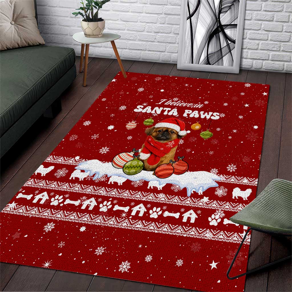 Pekingese Dog I Believe In Santa Paws Christmas Area Rug Xmas Holiday Patterns - Wonder Print Shop