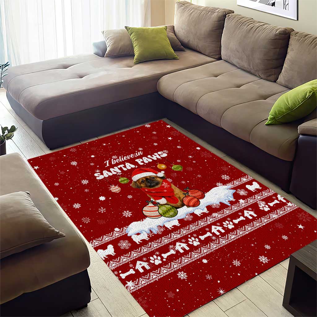 Pekingese Dog I Believe In Santa Paws Christmas Area Rug Xmas Holiday Patterns - Wonder Print Shop