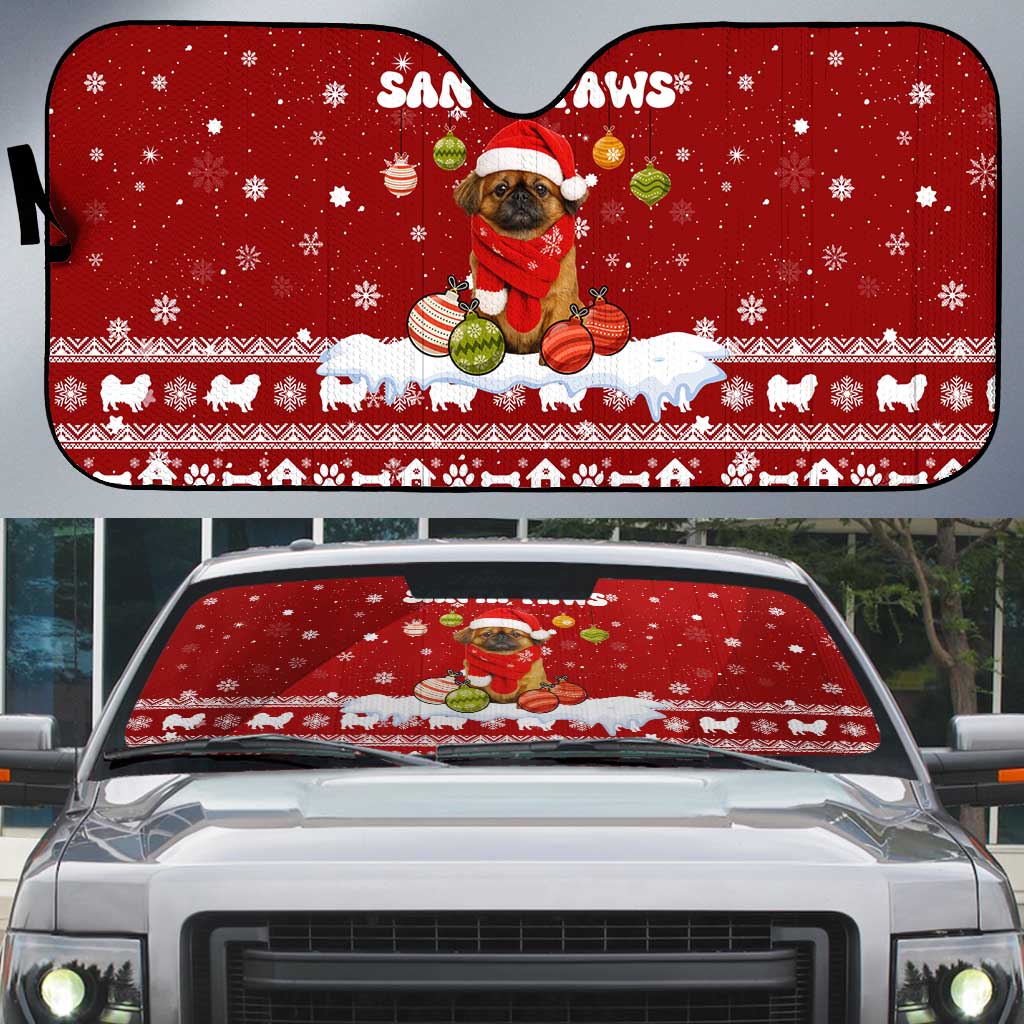 Pekingese Dog I Believe In Santa Paws Christmas Auto Sun Shade Xmas Holiday Patterns - Wonder Print Shop
