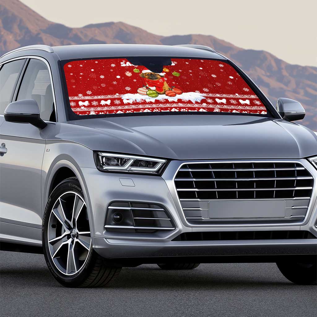 Pekingese Dog I Believe In Santa Paws Christmas Auto Sun Shade Xmas Holiday Patterns - Wonder Print Shop