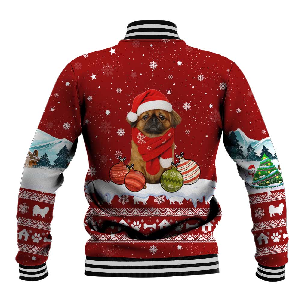 Pekingese Dog I Believe In Santa Paws Christmas Baseball Jacket Xmas Holiday Patterns - Wonder Print Shop