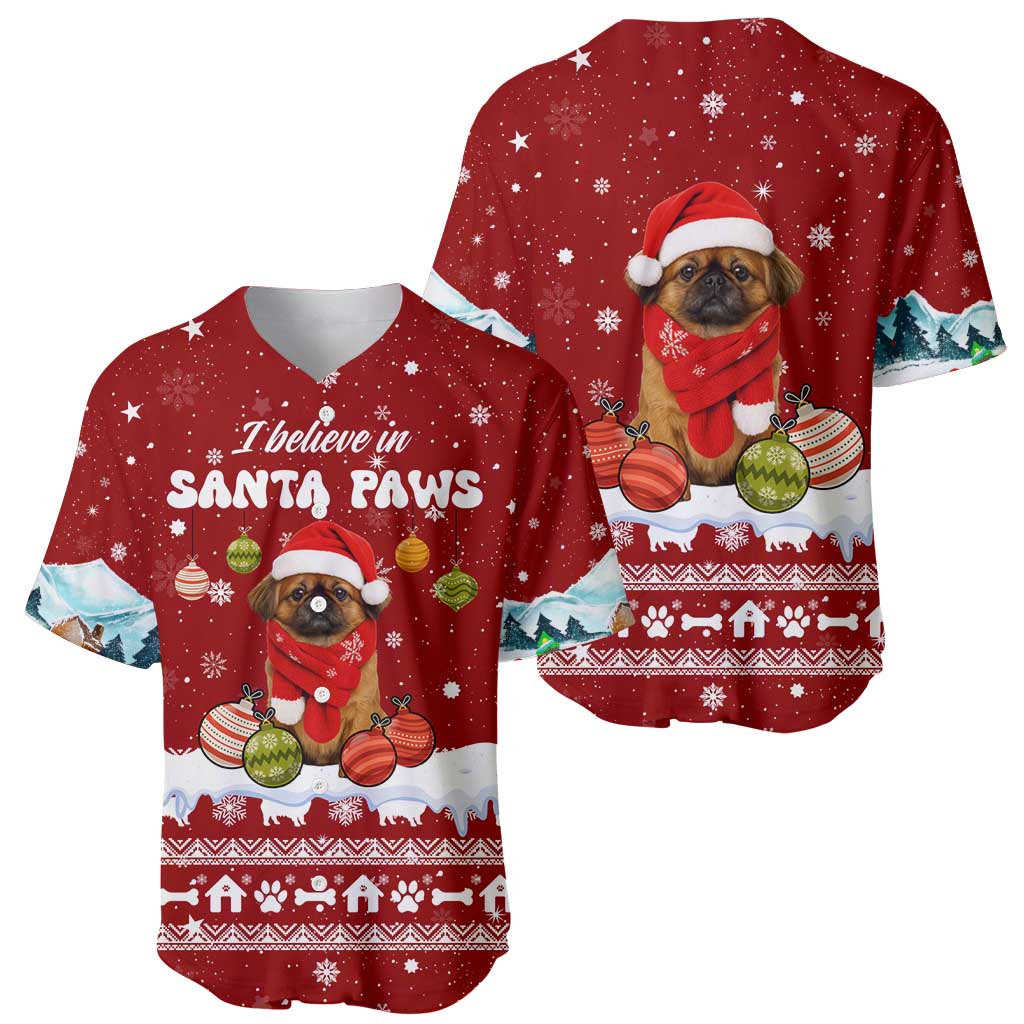 Pekingese Dog I Believe In Santa Paws Christmas Baseball Jersey Xmas Holiday Patterns - Wonder Print Shop