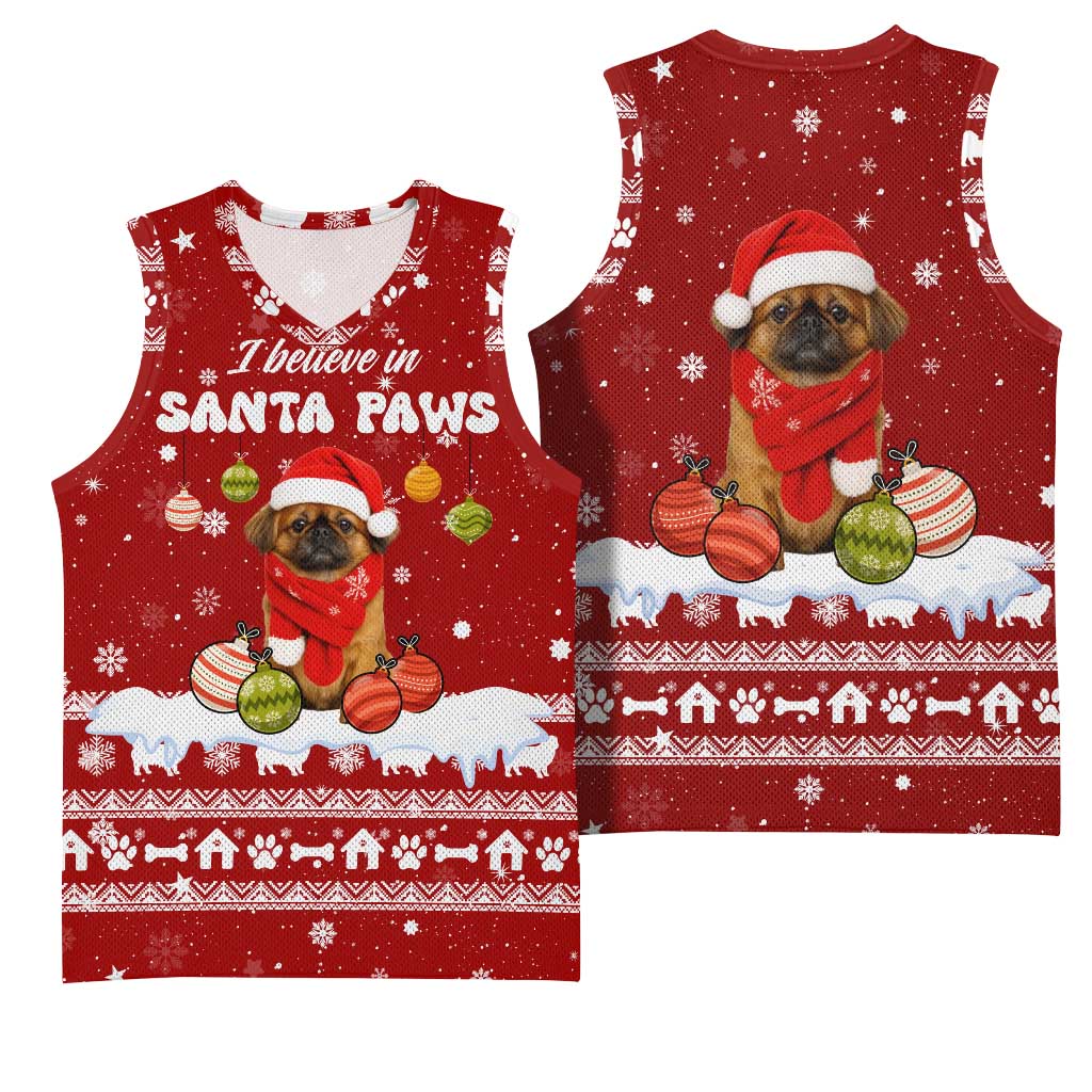 Pekingese Dog I Believe In Santa Paws Christmas Basketball Jersey Xmas Holiday Patterns - Wonder Print Shop