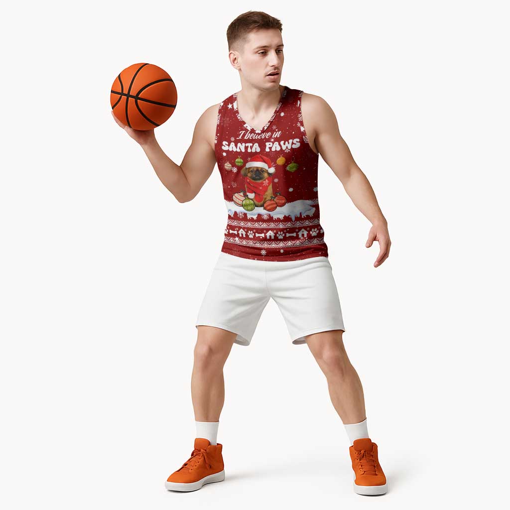 Pekingese Dog I Believe In Santa Paws Christmas Basketball Jersey Xmas Holiday Patterns - Wonder Print Shop