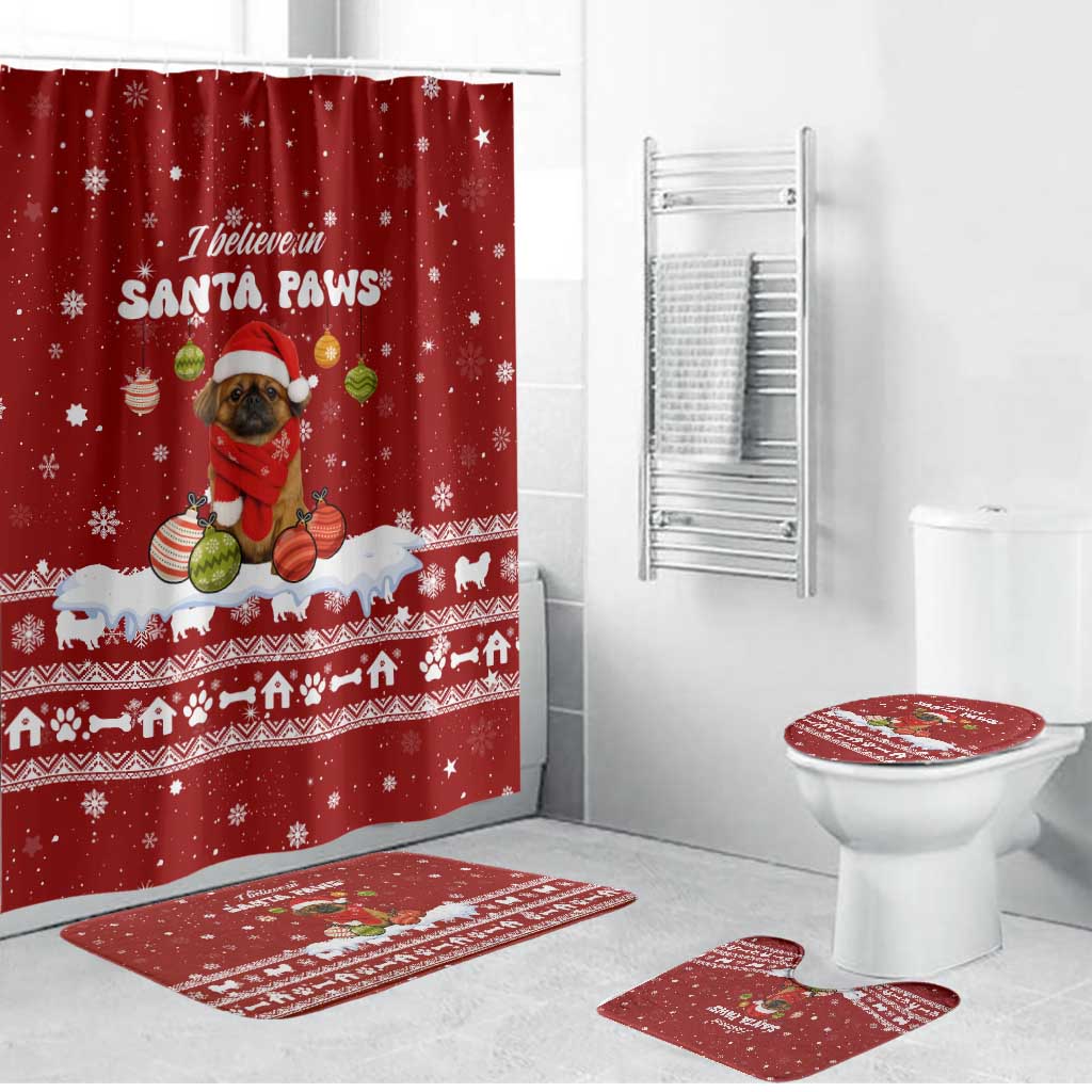 Pekingese Dog I Believe In Santa Paws Christmas Bathroom Set Xmas Holiday Patterns - Wonder Print Shop