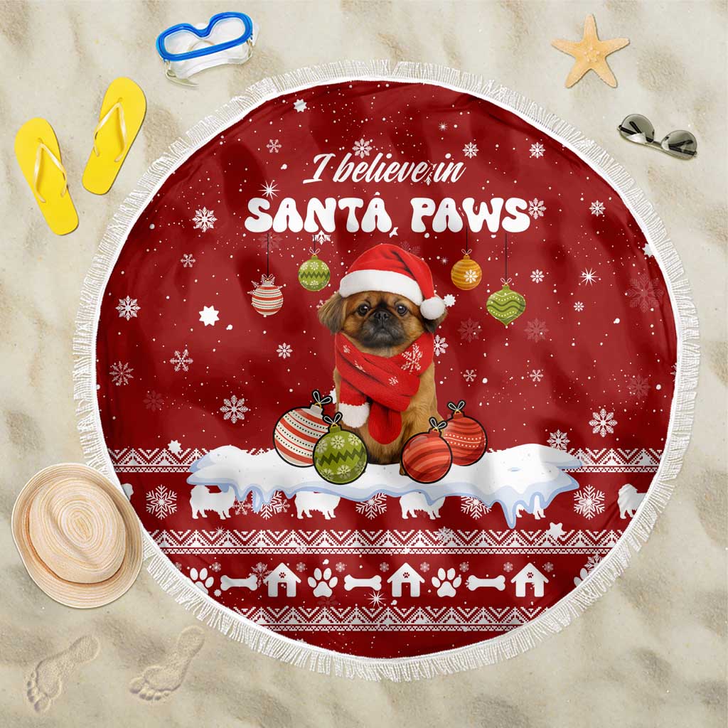 Pekingese Dog I Believe In Santa Paws Christmas Beach Blanket Xmas Holiday Patterns - Wonder Print Shop