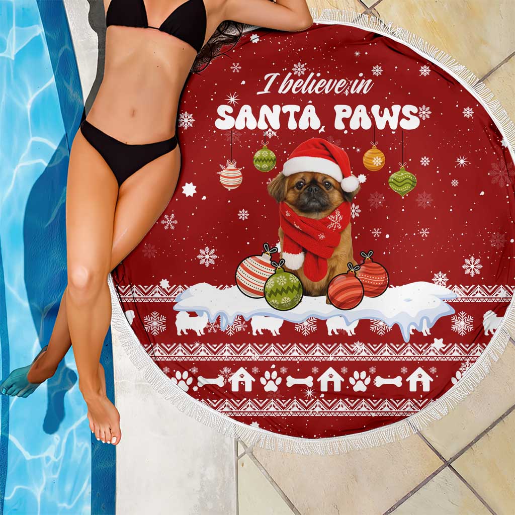 Pekingese Dog I Believe In Santa Paws Christmas Beach Blanket Xmas Holiday Patterns - Wonder Print Shop