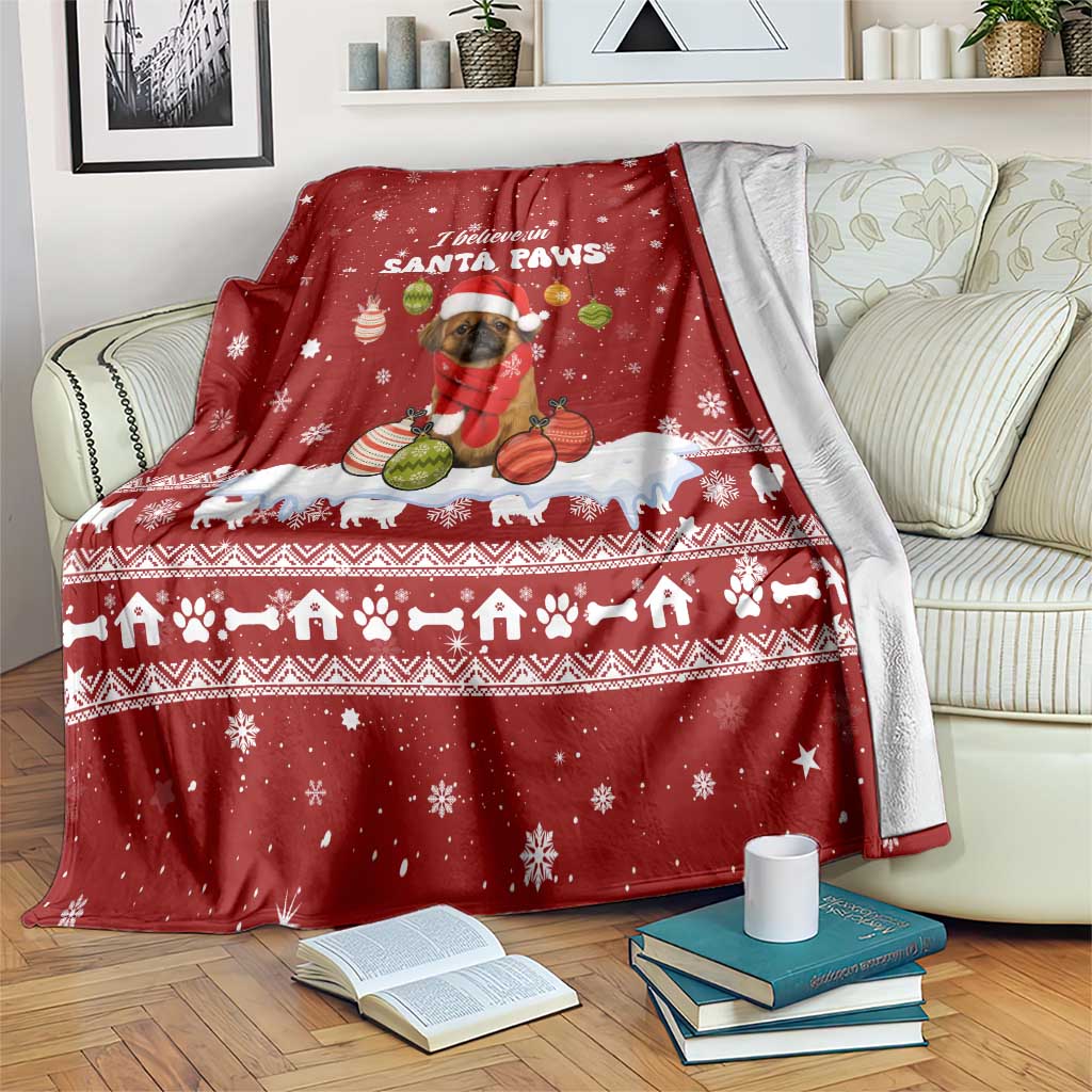 Pekingese Dog I Believe In Santa Paws Christmas Blanket Xmas Holiday Patterns - Wonder Print Shop