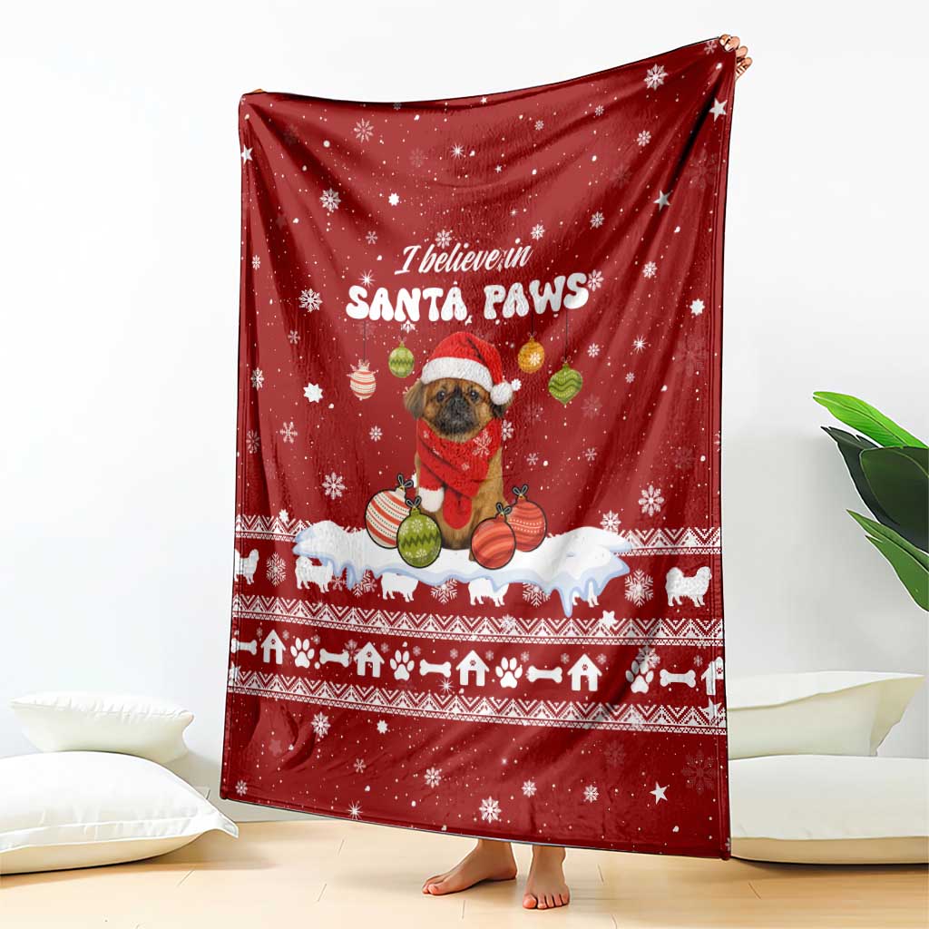 Pekingese Dog I Believe In Santa Paws Christmas Blanket Xmas Holiday Patterns - Wonder Print Shop