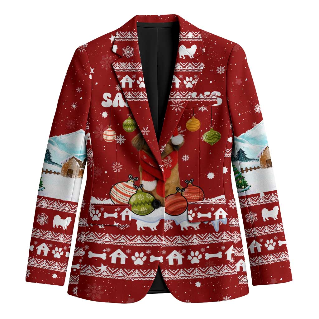 Pekingese Dog I Believe In Santa Paws Christmas Blazer Xmas Holiday Patterns - Wonder Print Shop