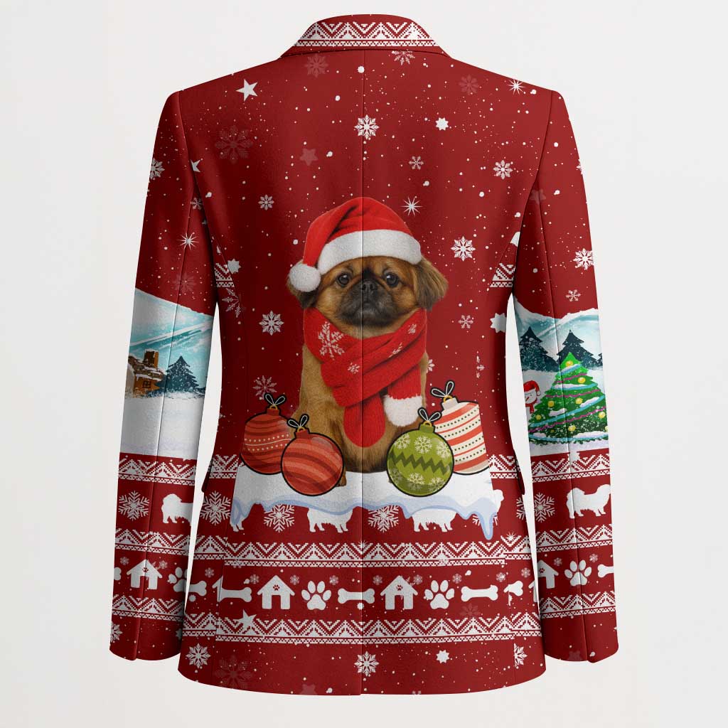 Pekingese Dog I Believe In Santa Paws Christmas Blazer Xmas Holiday Patterns - Wonder Print Shop