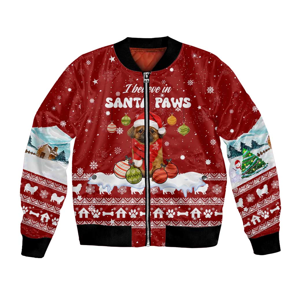 Pekingese Dog I Believe In Santa Paws Christmas Bomber Jacket Xmas Holiday Patterns - Wonder Print Shop