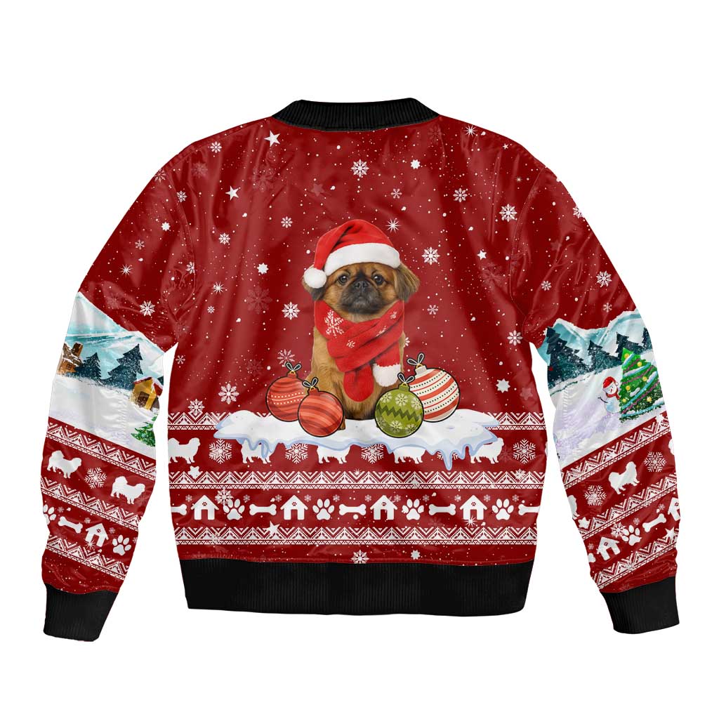 Pekingese Dog I Believe In Santa Paws Christmas Bomber Jacket Xmas Holiday Patterns - Wonder Print Shop