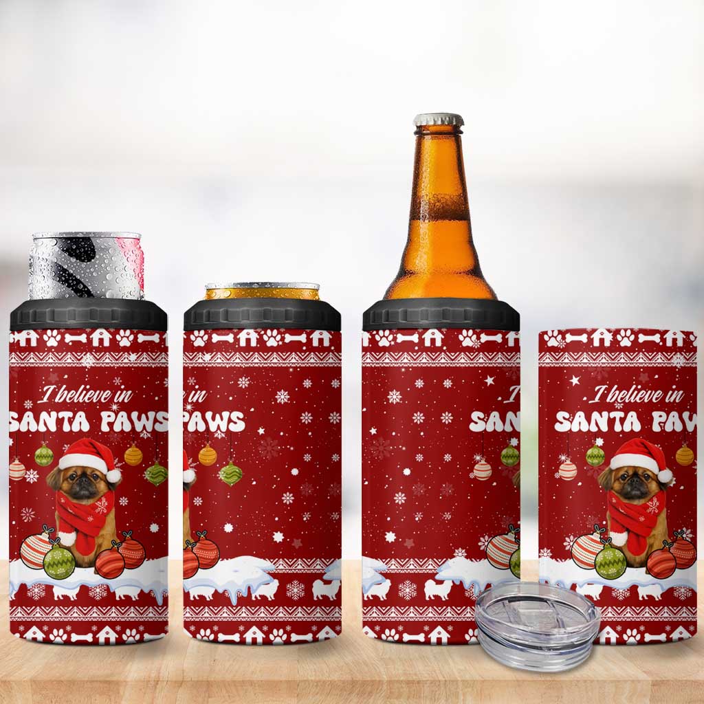 Pekingese Dog I Believe In Santa Paws Christmas 4 in 1 Can Cooler Tumbler Xmas Holiday Patterns - Wonder Print Shop