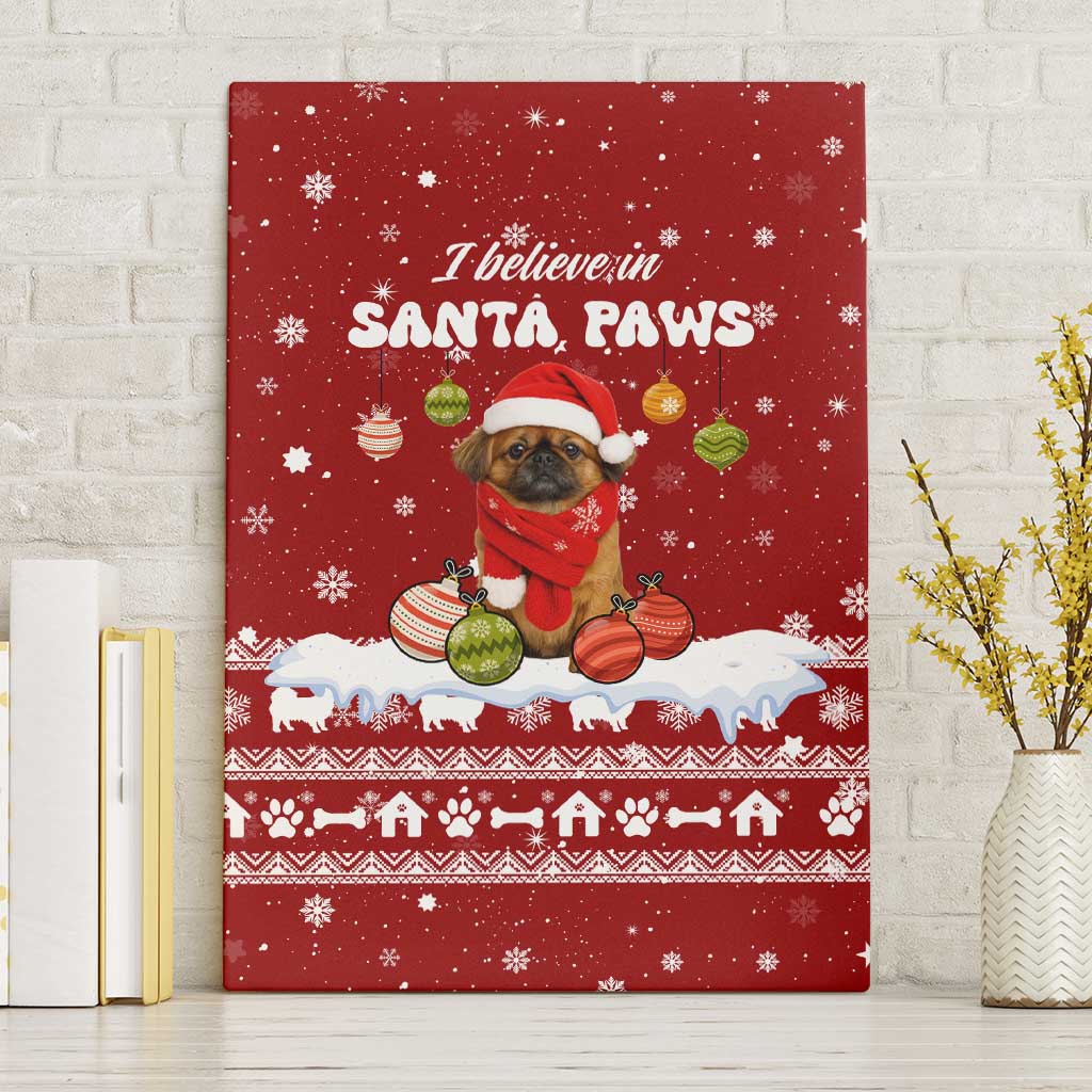 Pekingese Dog I Believe In Santa Paws Christmas Canvas Wall Art Xmas Holiday Patterns - Wonder Print Shop