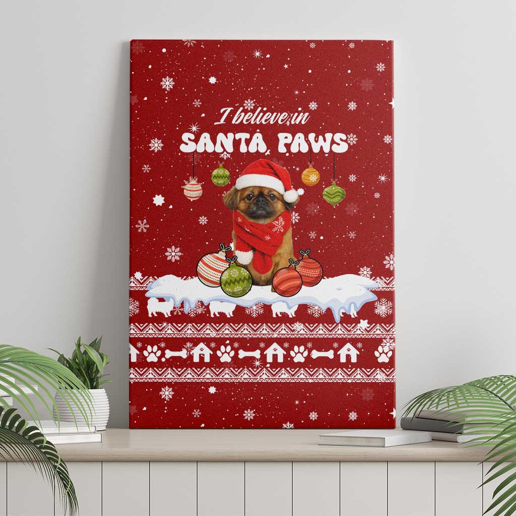 Pekingese Dog I Believe In Santa Paws Christmas Canvas Wall Art Xmas Holiday Patterns - Wonder Print Shop