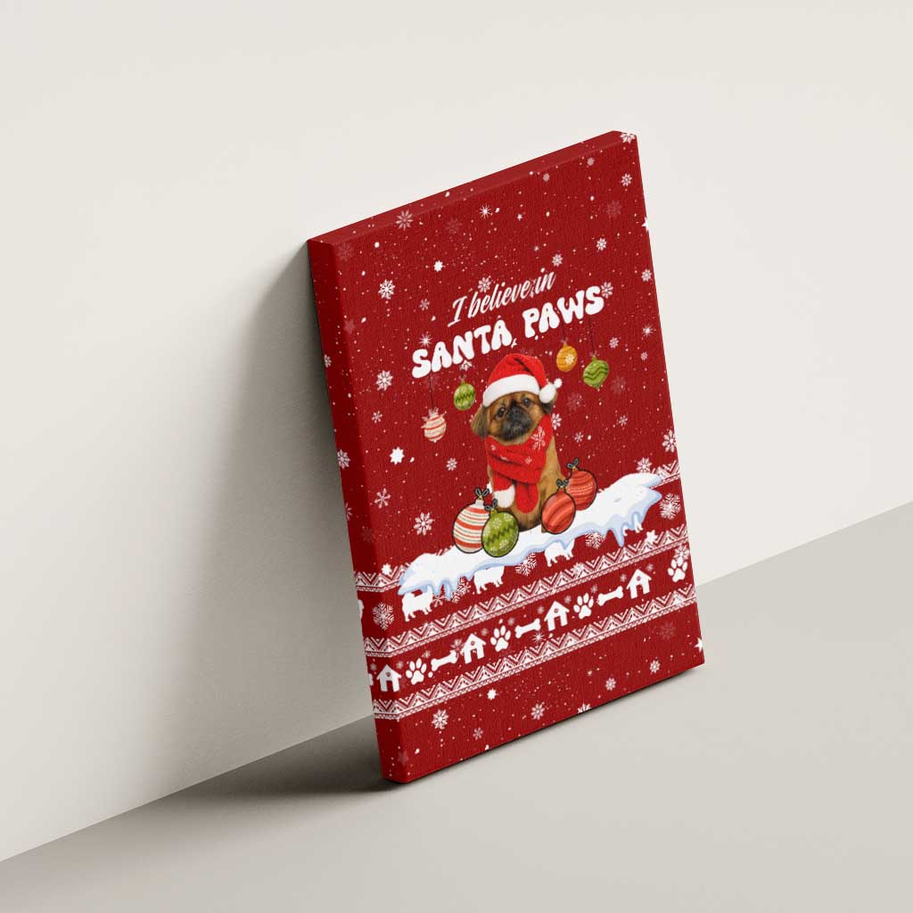 Pekingese Dog I Believe In Santa Paws Christmas Canvas Wall Art Xmas Holiday Patterns - Wonder Print Shop