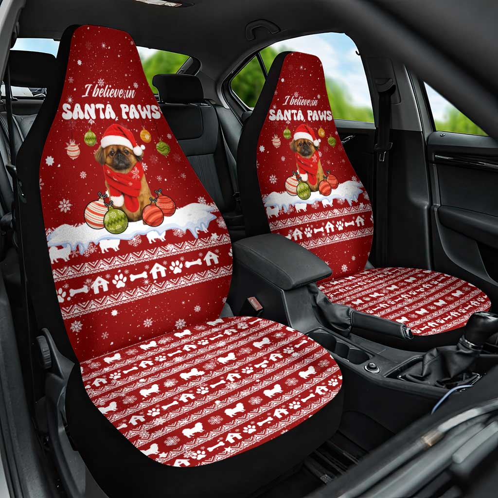 Pekingese Dog I Believe In Santa Paws Christmas Car Seat Cover Xmas Holiday Patterns - Wonder Print Shop