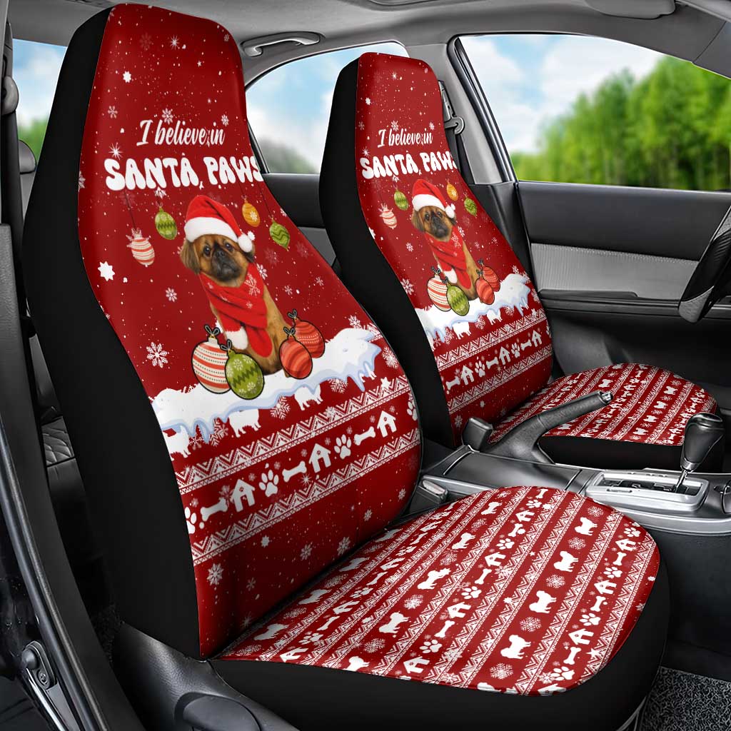 Pekingese Dog I Believe In Santa Paws Christmas Car Seat Cover Xmas Holiday Patterns - Wonder Print Shop