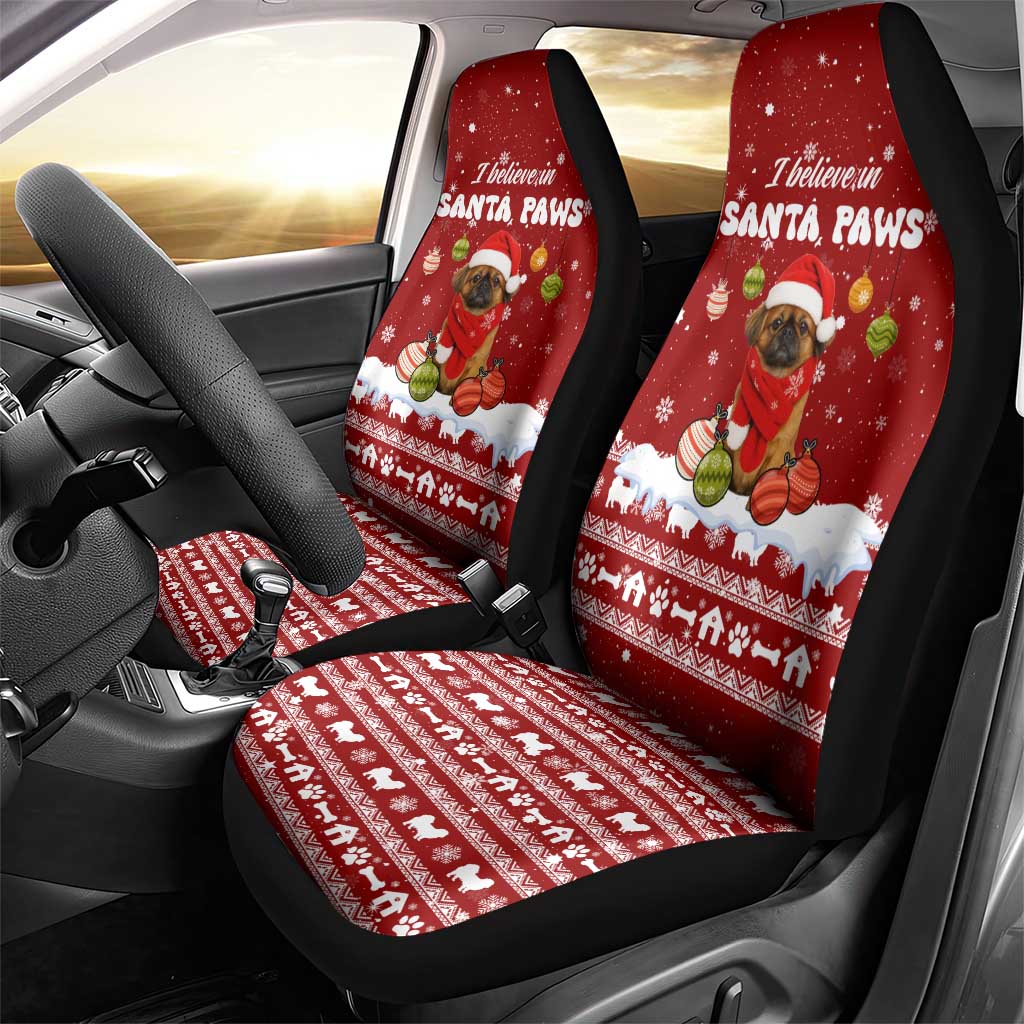 Pekingese Dog I Believe In Santa Paws Christmas Car Seat Cover Xmas Holiday Patterns - Wonder Print Shop