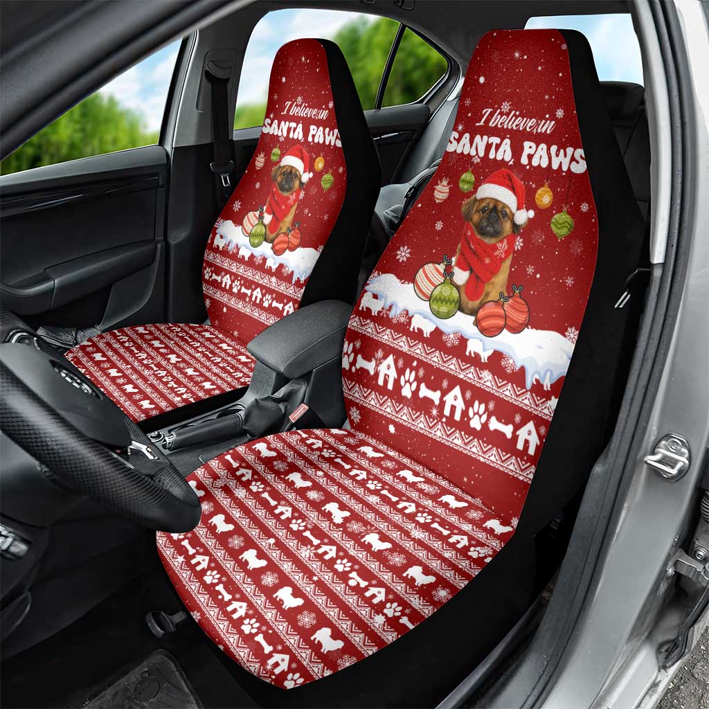 Pekingese Dog I Believe In Santa Paws Christmas Car Seat Cover Xmas Holiday Patterns - Wonder Print Shop