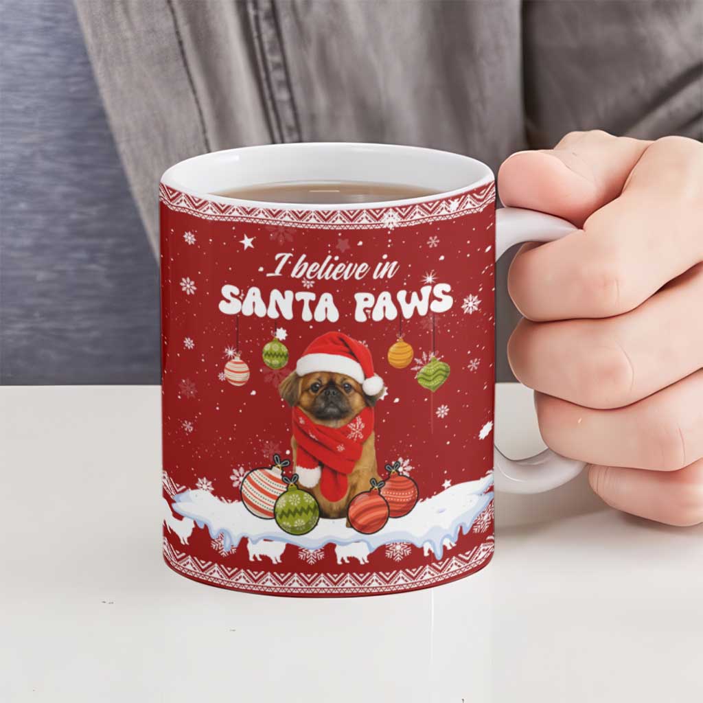 Pekingese Dog I Believe In Santa Paws Christmas Ceramic Mug Xmas Holiday Patterns - Wonder Print Shop