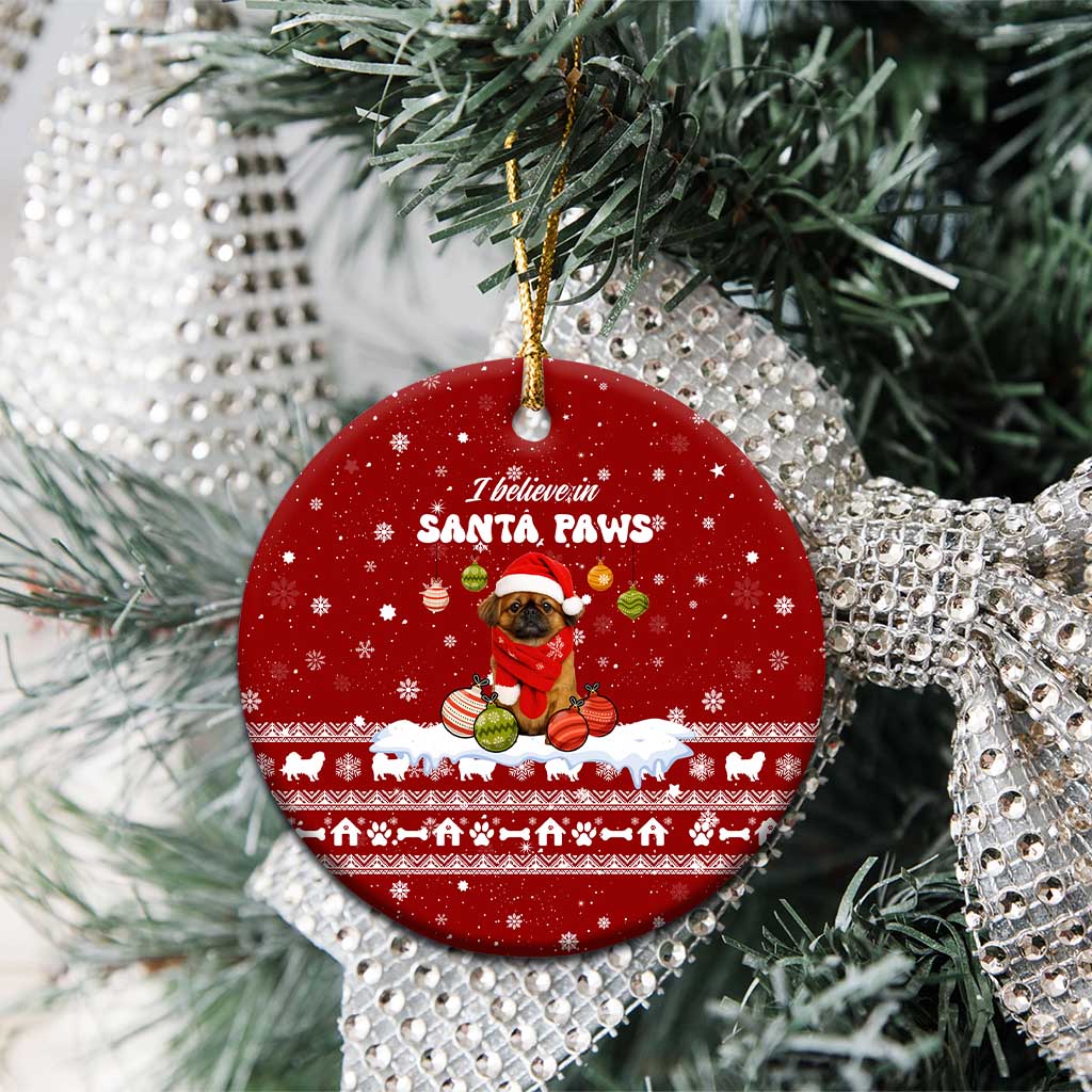Pekingese Dog I Believe In Santa Paws Christmas Ceramic Ornament Xmas Holiday Patterns - Wonder Print Shop