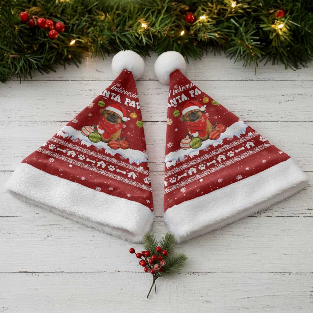 Pekingese Dog I Believe In Santa Paws Christmas Santa Hat Xmas Holiday Patterns - Wonder Print Shop