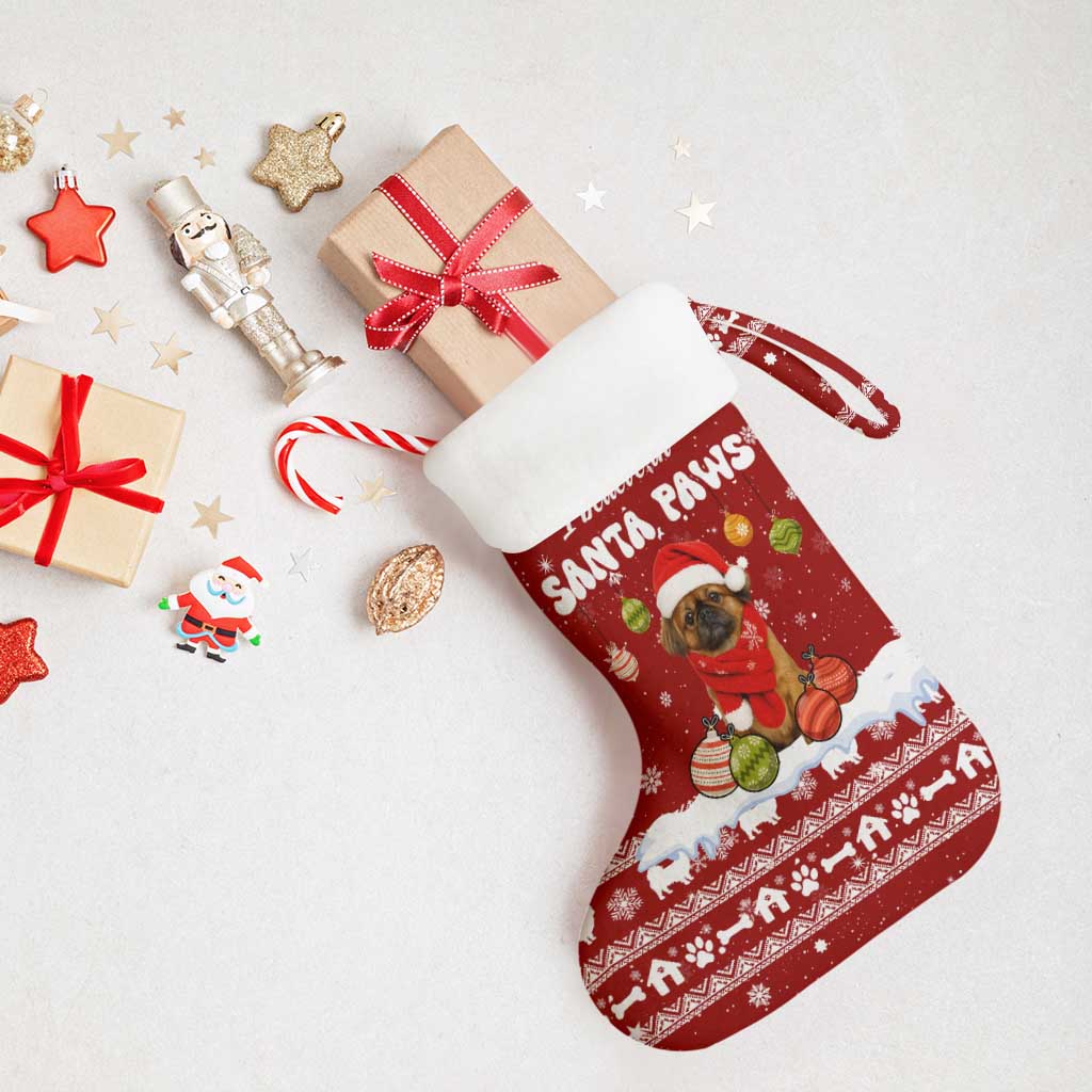 Pekingese Dog I Believe In Santa Paws Christmas Stocking Xmas Holiday Patterns - Wonder Print Shop