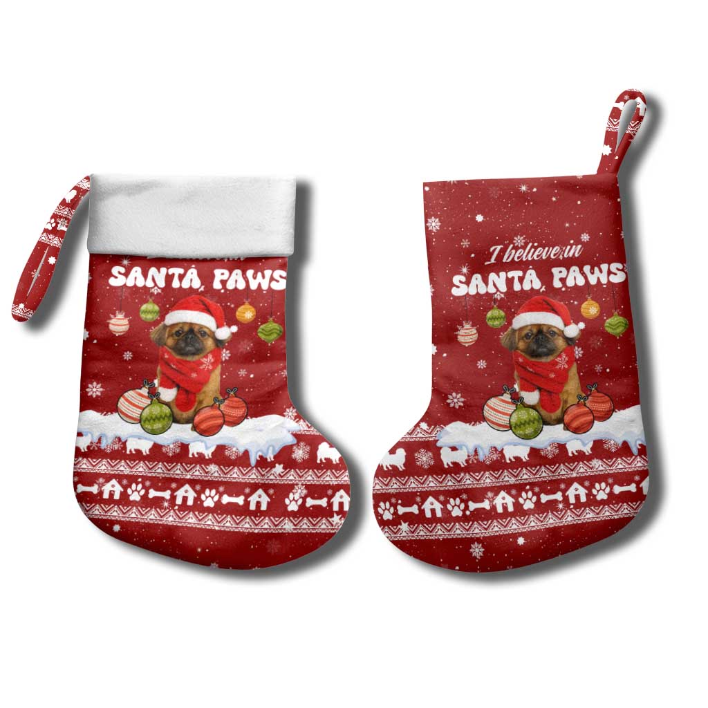Pekingese Dog I Believe In Santa Paws Christmas Stocking Xmas Holiday Patterns - Wonder Print Shop