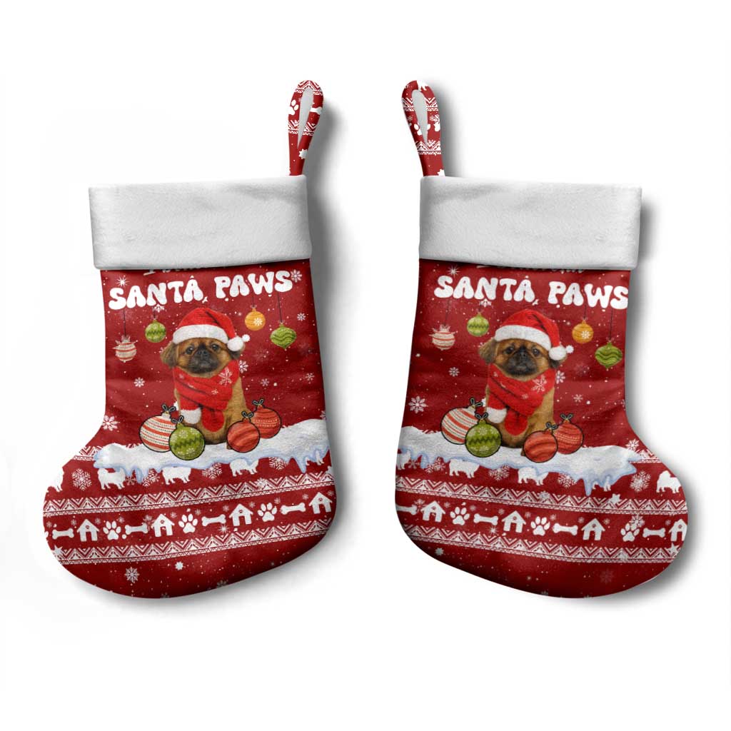 Pekingese Dog I Believe In Santa Paws Christmas Stocking Xmas Holiday Patterns - Wonder Print Shop