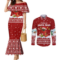 Pekingese Dog I Believe In Santa Paws Christmas Couples Matching Mermaid Dress and Long Sleeve Button Shirt Xmas Holiday Patterns - Wonder Print Shop