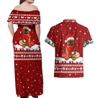 Pekingese Dog I Believe In Santa Paws Christmas Couples Matching Off Shoulder Maxi Dress and Hawaiian Shirt Xmas Holiday Patterns - Wonder Print Shop