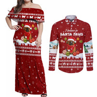 Pekingese Dog I Believe In Santa Paws Christmas Couples Matching Off Shoulder Maxi Dress and Long Sleeve Button Shirt Xmas Holiday Patterns - Wonder Print Shop