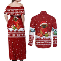 Pekingese Dog I Believe In Santa Paws Christmas Couples Matching Off Shoulder Maxi Dress and Long Sleeve Button Shirt Xmas Holiday Patterns - Wonder Print Shop