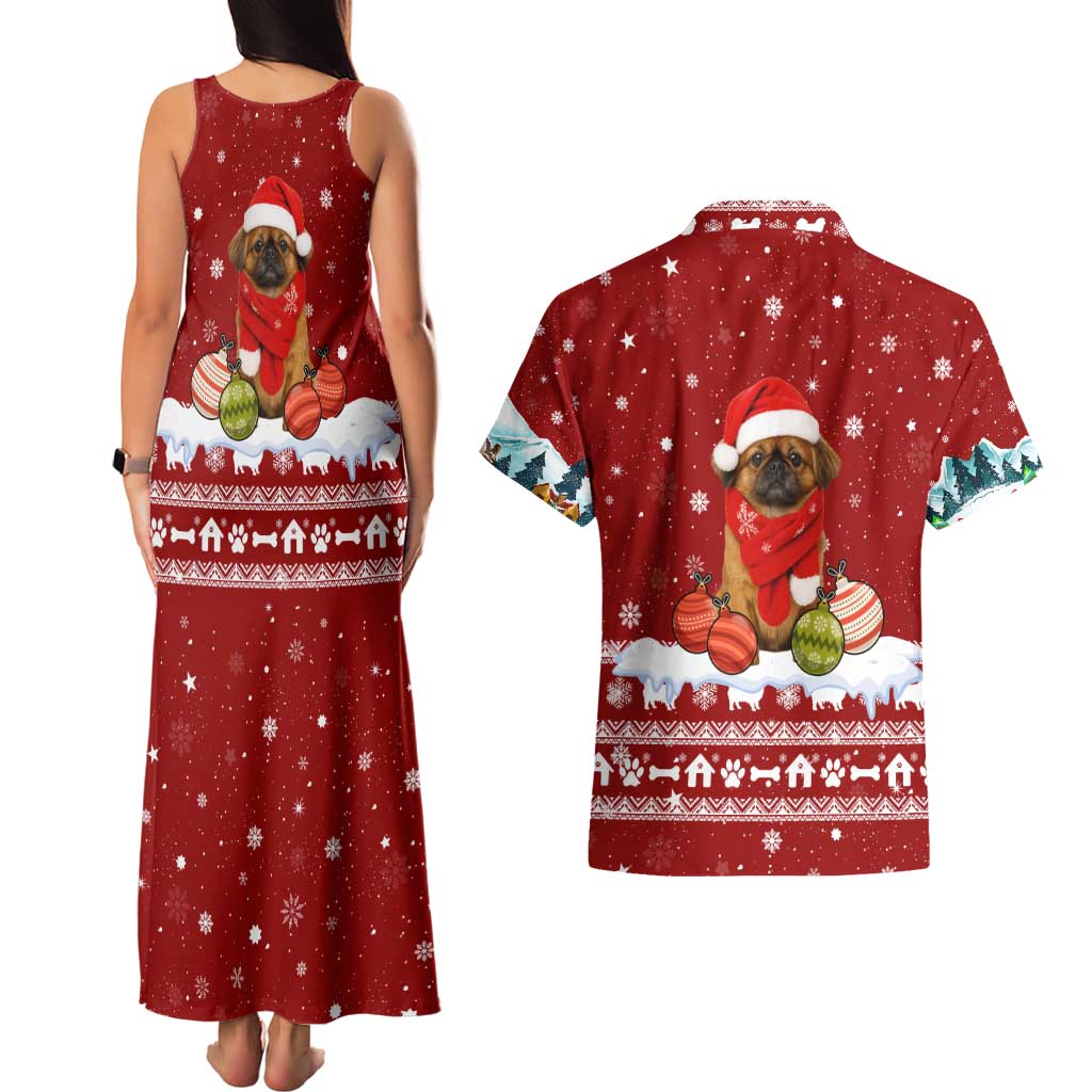 Pekingese Dog I Believe In Santa Paws Christmas Couples Matching Tank Maxi Dress and Hawaiian Shirt Xmas Holiday Patterns - Wonder Print Shop