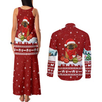 Pekingese Dog I Believe In Santa Paws Christmas Couples Matching Tank Maxi Dress and Long Sleeve Button Shirt Xmas Holiday Patterns - Wonder Print Shop
