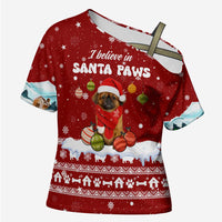 Pekingese Dog I Believe In Santa Paws Christmas Cross Shoulder Shirt Xmas Holiday Patterns - Wonder Print Shop