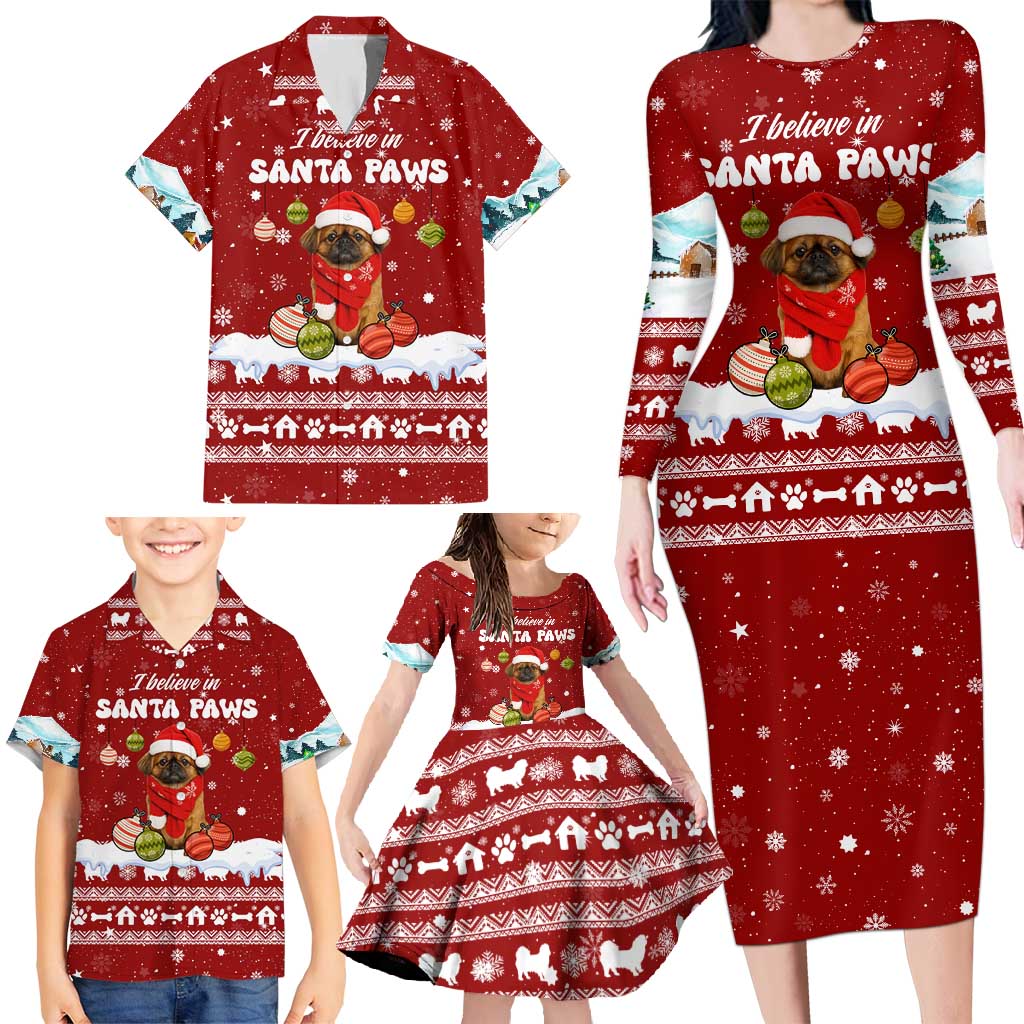 Pekingese Dog I Believe In Santa Paws Christmas Family Matching Long Sleeve Bodycon Dress and Hawaiian Shirt Xmas Holiday Patterns - Wonder Print Shop