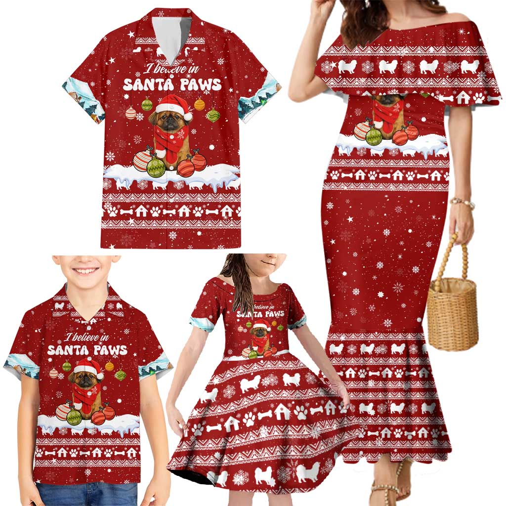 Pekingese Dog I Believe In Santa Paws Christmas Family Matching Mermaid Dress and Hawaiian Shirt Xmas Holiday Patterns - Wonder Print Shop