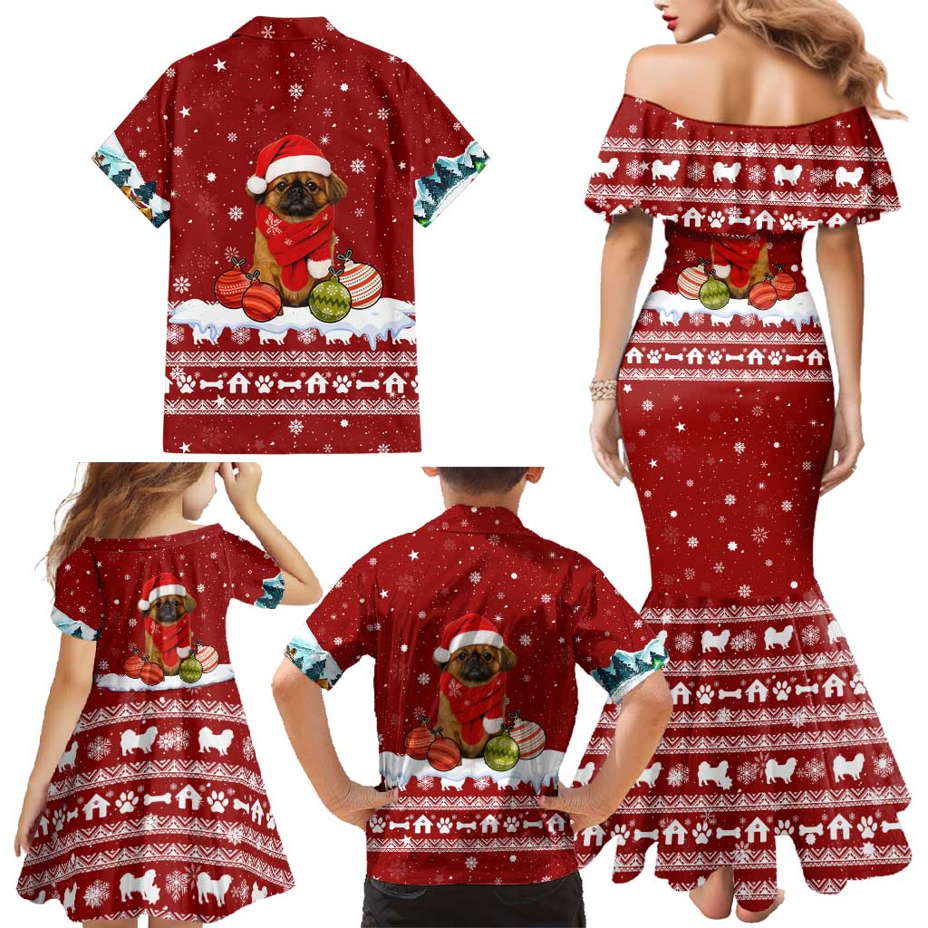 Pekingese Dog I Believe In Santa Paws Christmas Family Matching Mermaid Dress and Hawaiian Shirt Xmas Holiday Patterns - Wonder Print Shop