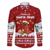 Pekingese Dog I Believe In Santa Paws Christmas Family Matching Off The Shoulder Long Sleeve Dress and Hawaiian Shirt Xmas Holiday Patterns - Wonder Print Shop