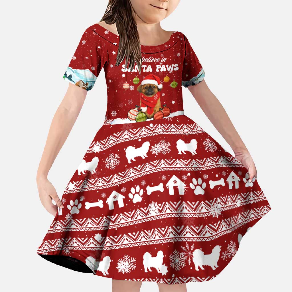 Pekingese Dog I Believe In Santa Paws Christmas Family Matching Off Shoulder Maxi Dress and Hawaiian Shirt Xmas Holiday Patterns - Wonder Print Shop